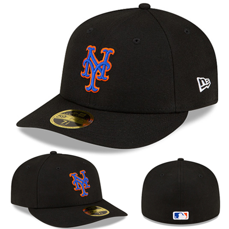 New Era New York Mets 5950 Black Fitted Hat MLB Authentic ALT2 Low