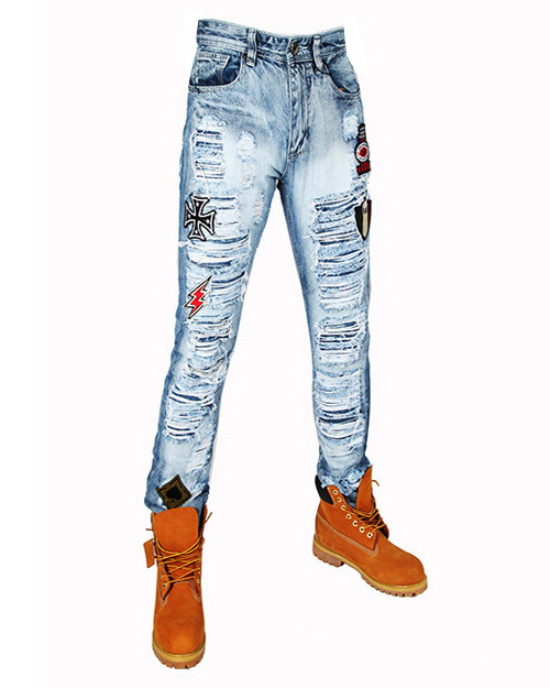 tapered biker jeans
